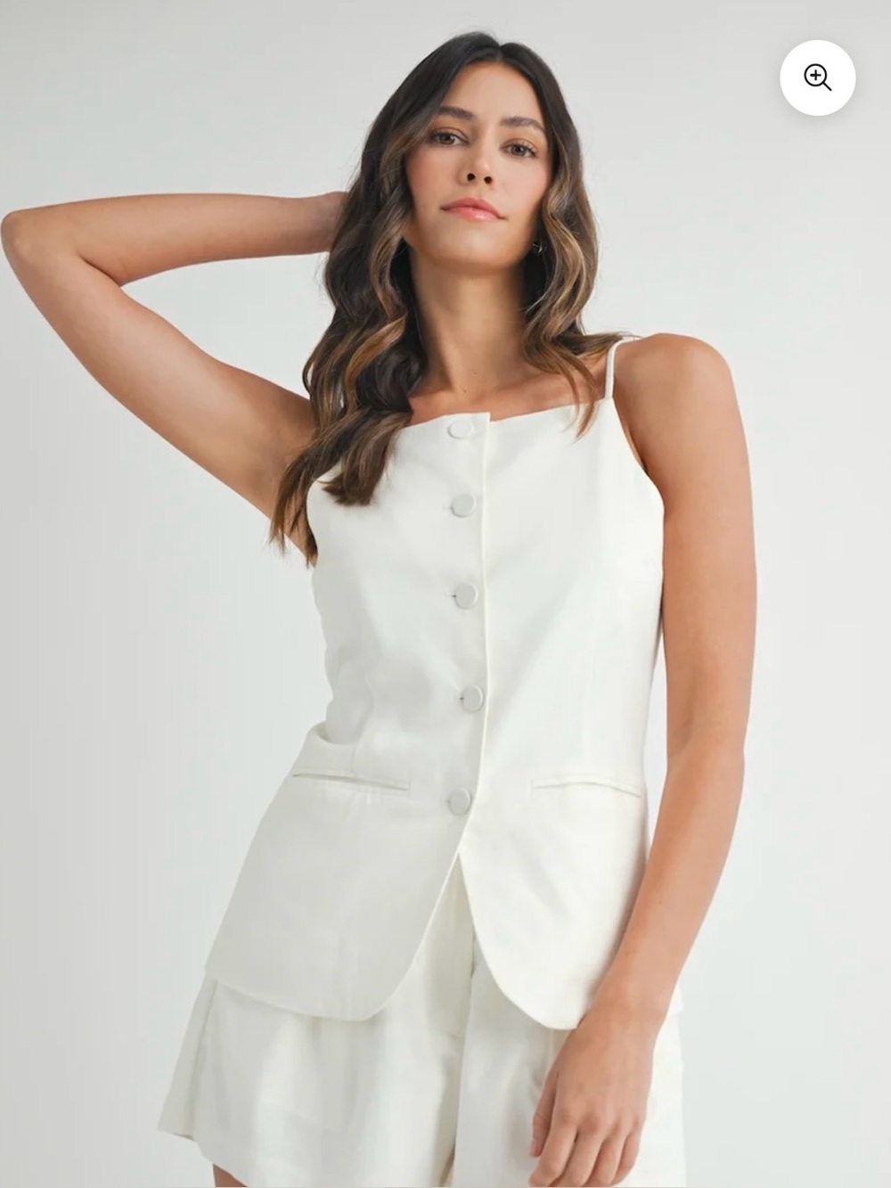 NWOT Rachel Zoe White Linen Sleeveless Button-Front Vest
